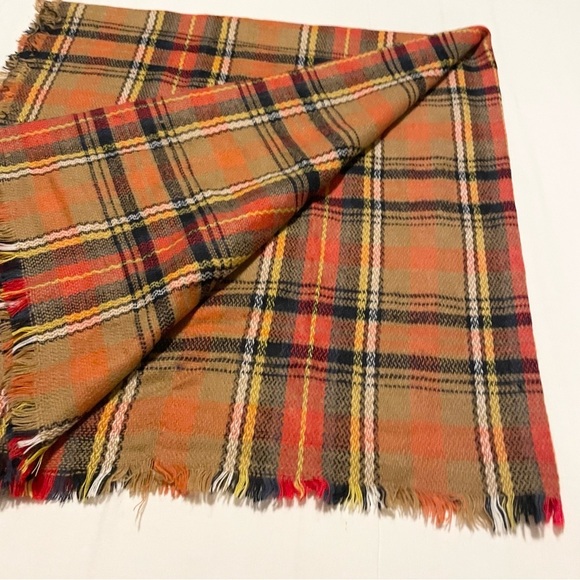 Plaid Fringe Scarf 56” x 52” - Picture 7 of 9
